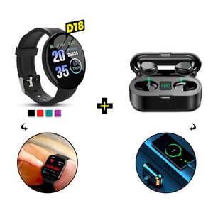 Combo Audífonos F9 + Smartwatch D18