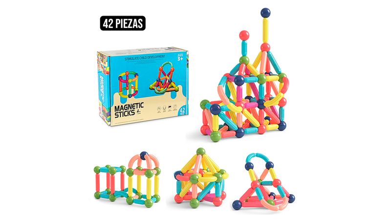 Juego Didactico Educativo Bloques Construccion Magnetico 3 anos 42 Pzs